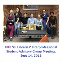 Health Sciences Libraries Interprofessional Student Advisory Group Meeting, 9/16