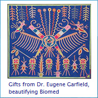 Gifts of Native American tapestries from Dr. Eugene Garfield beautifying the Library