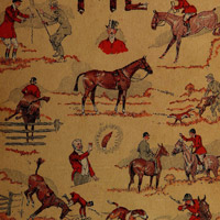 Book cover with numerous drawings of hunters and riders