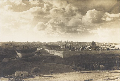 Dramatic view of Jerusalem looking toward teh Mosque of Omar / Temple Mount