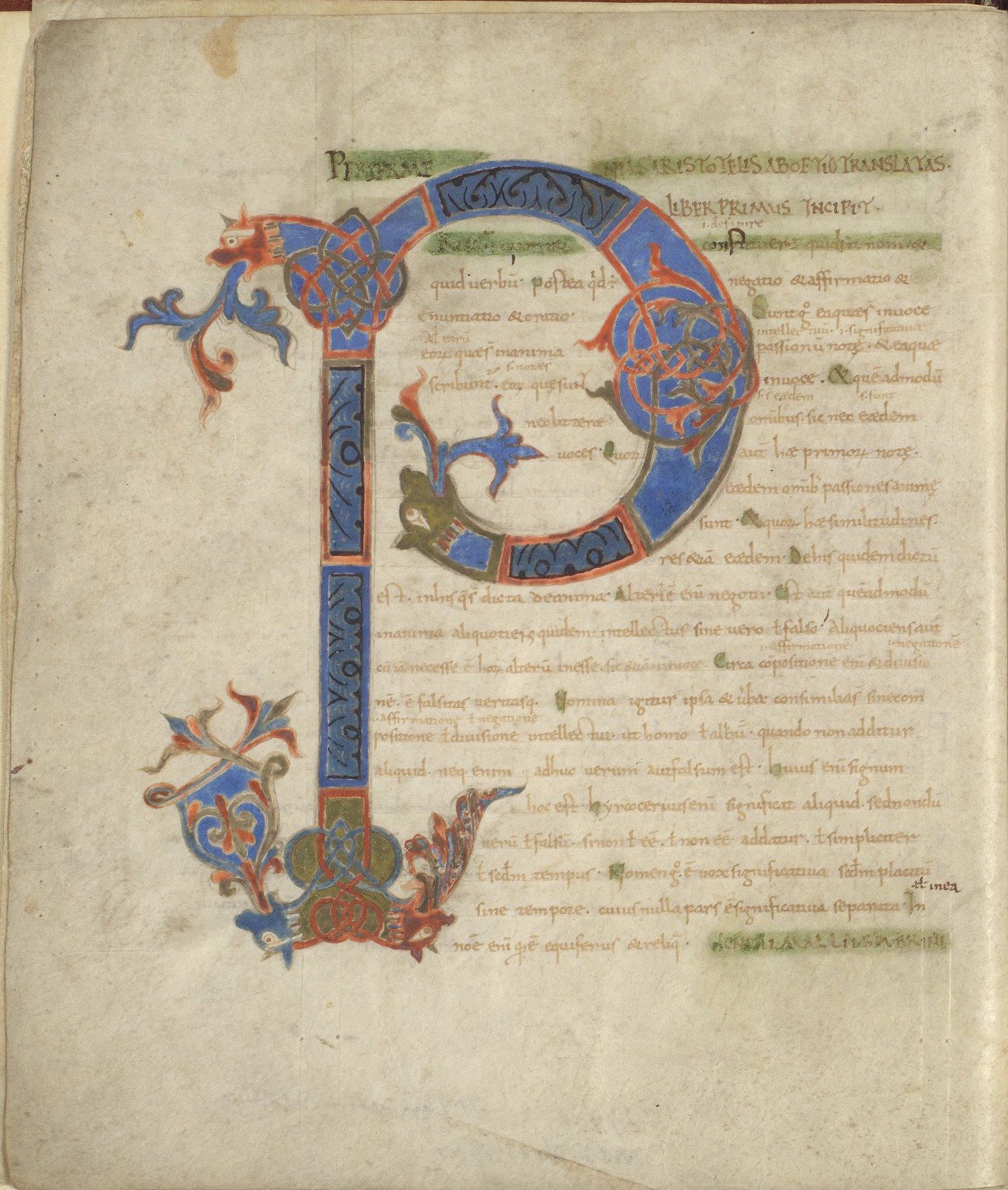LJS 101, Periermenias Aristotelis, folio 1v.