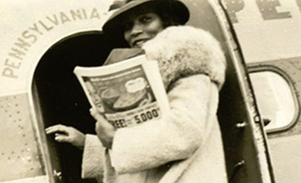 Photo of Marian Anderson boarding a plane (1941). Marian Anderson Photograph Collection, Kislak Center