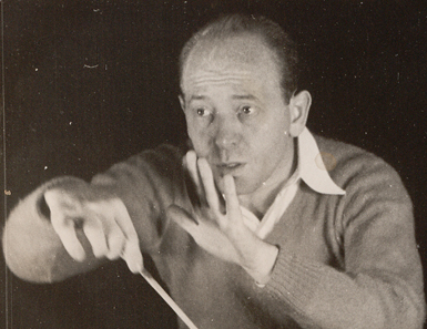 Ormandy in rehearsal with the Philadelphia Orchestra Academy of Music, Philadelphia, ca. 1936 (Eugene Ormandy Photographs, Ms. Coll. 330)