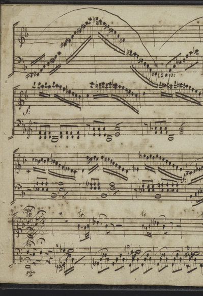 Detail from Detail from Ludwig Abielle, Ill sonates pour le clavicin ou pianoforte opera III (France, 17th century), UPenn Ms. Codex 13, Kislak Center., Ill sonates pour le clavicin ou pianoforte opera III (France, 17th century), UPenn Ms. Codex 13, Kislak Center.