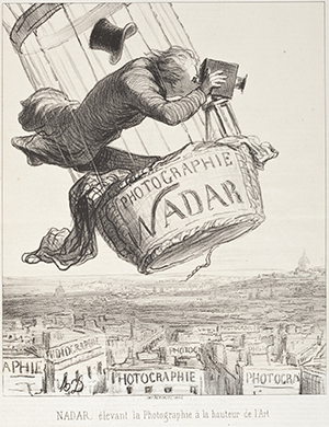 "Nadar élevant la Photographie à la hauteur de l'Art" (Nadar elevating Photography to Art)  Lithograph by Honoré Daumier  (Le Boulevard, May 25, 1863).