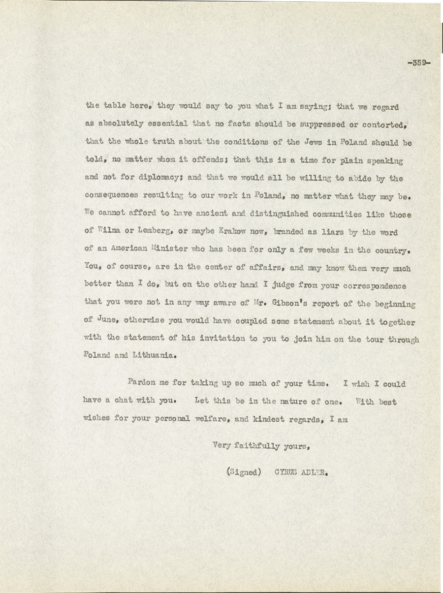 Letter from Adler to Bernard Bogen, June 17, 1919, p. 359 of diary