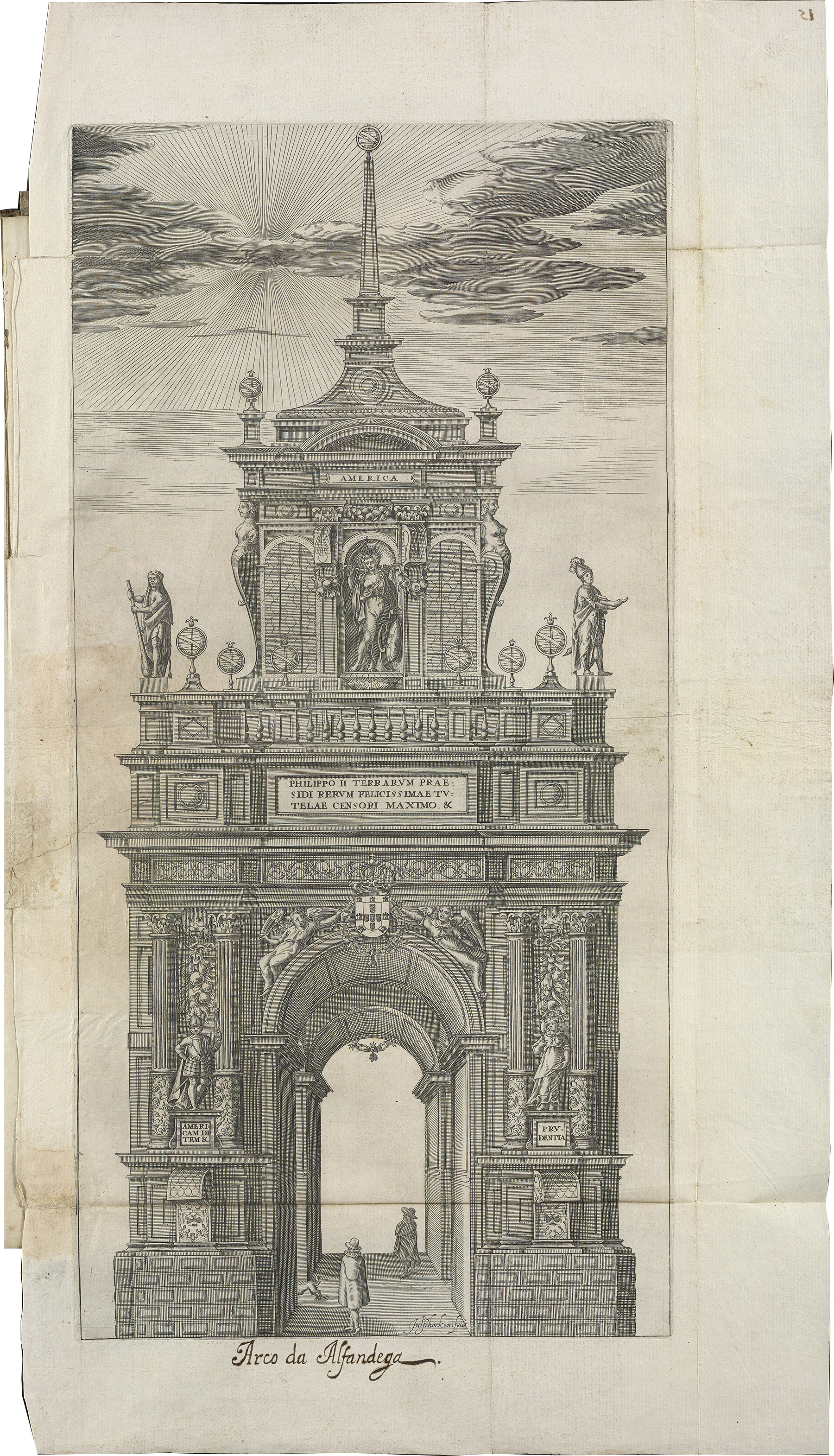 Arch with inscription in the bottom margin that reads "Arco da Alfandega"
