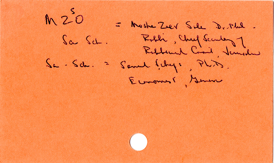 Anonymous patron's shorthand  referring to Moshe Zeev Sole and Samuel Scheps