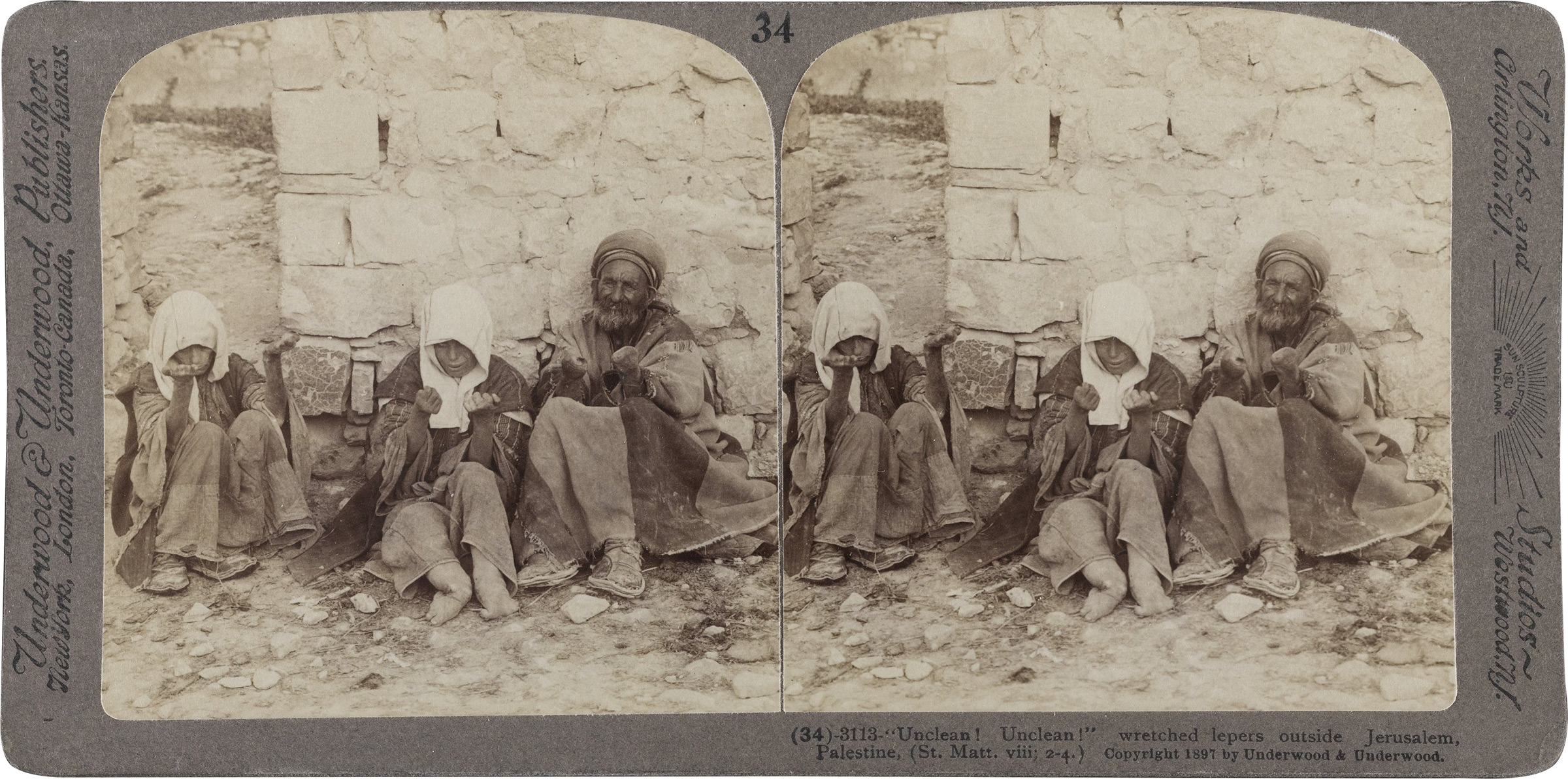 Photograph of lepers outside Jerusalem