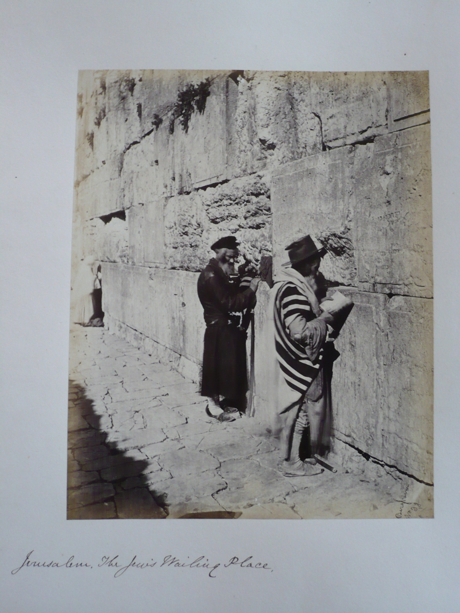 Photograph; description at the bottom reads "Jerusalem, The Jews' Wailing Place"