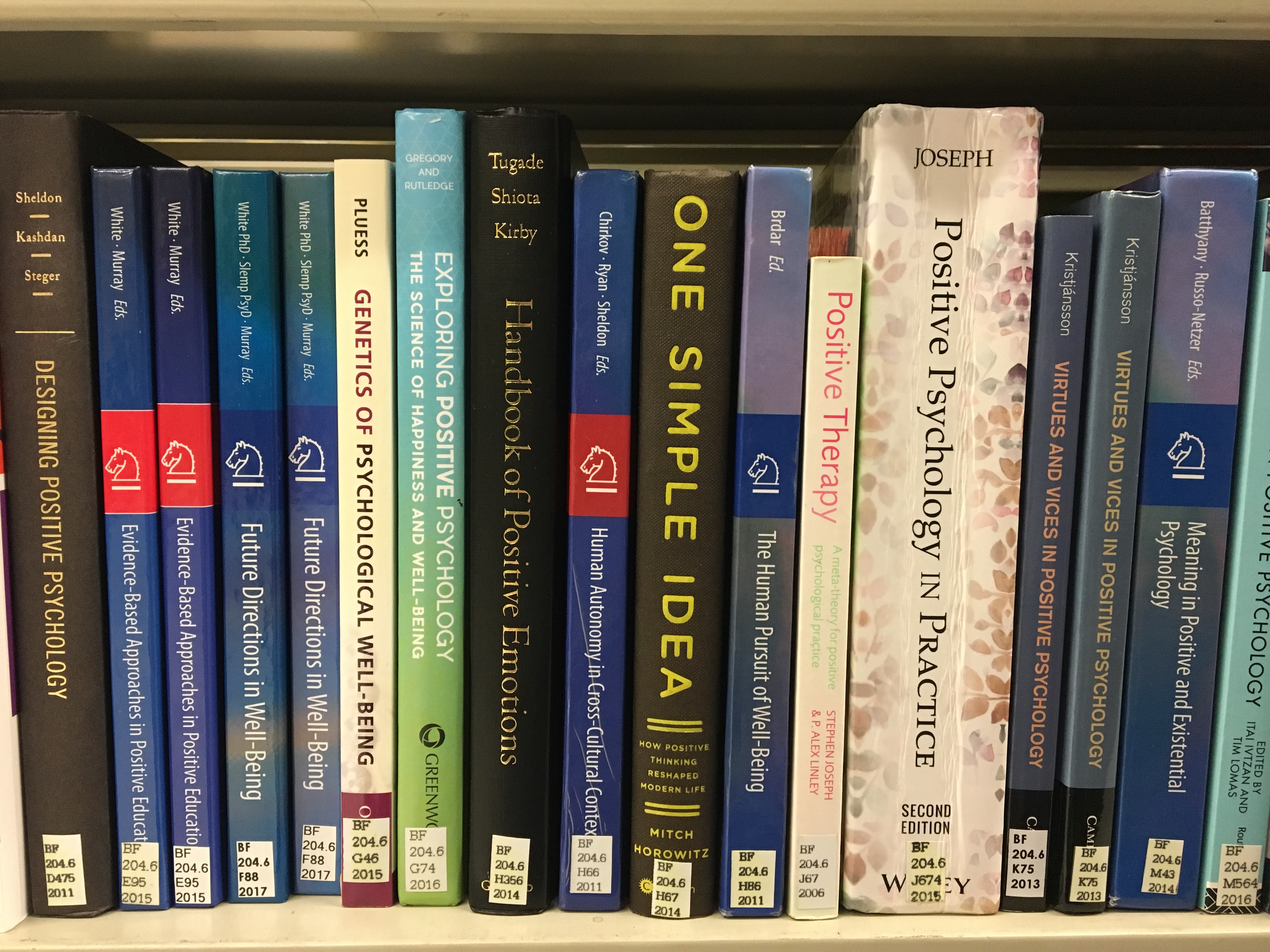 Positive Psychology Books on shelf