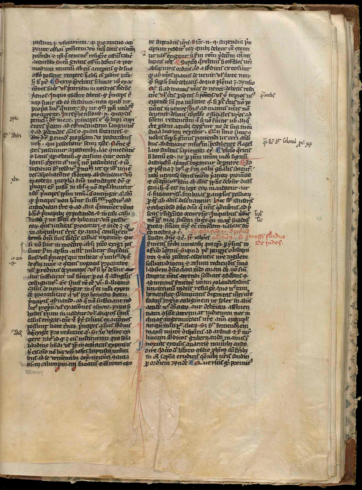 Folio 68, recto with marginalia and ornate initial