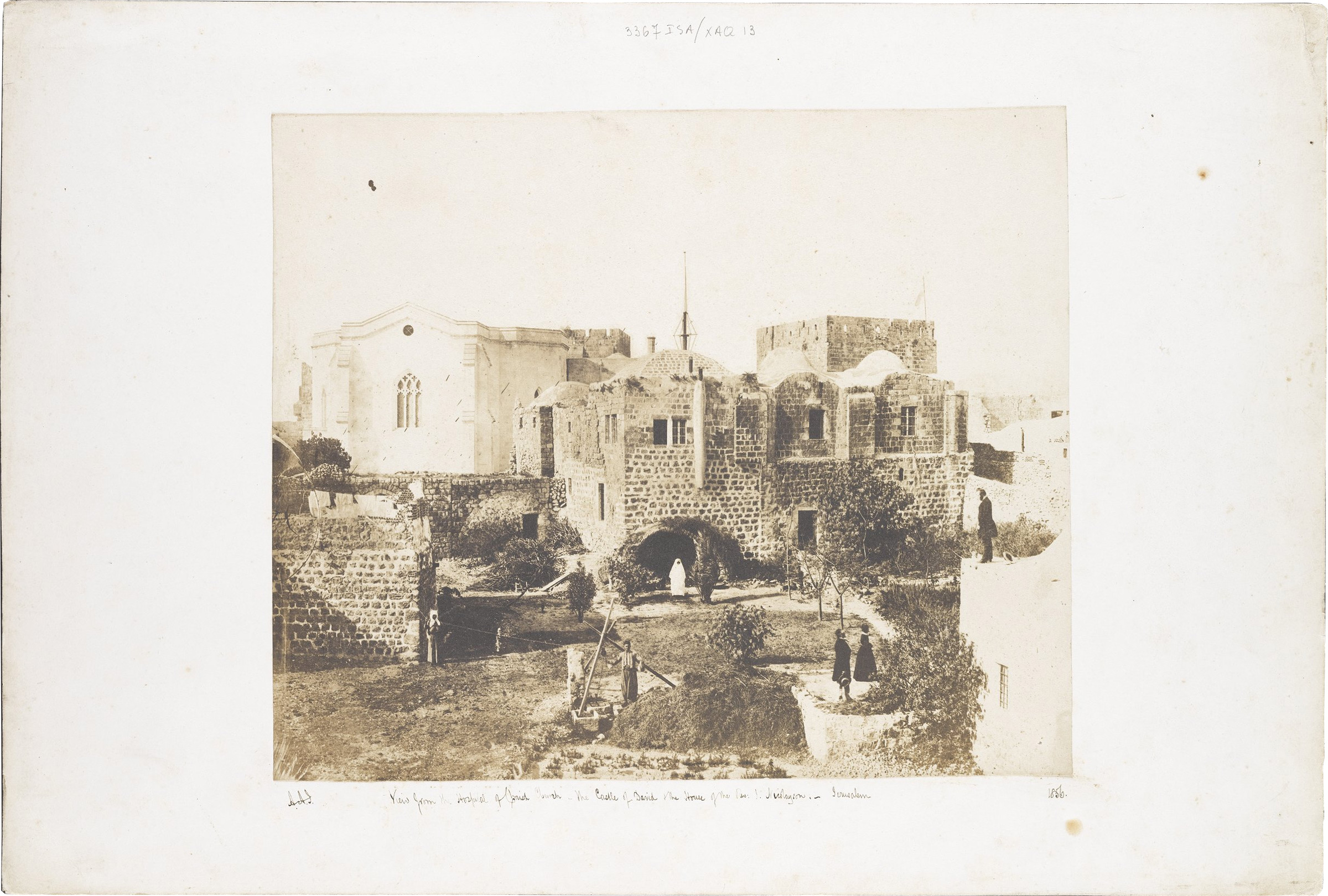 Photograph: View from the Hospital of Christ Church - The Castle of David and the House of the Rev. I. Nicolayson, 1856