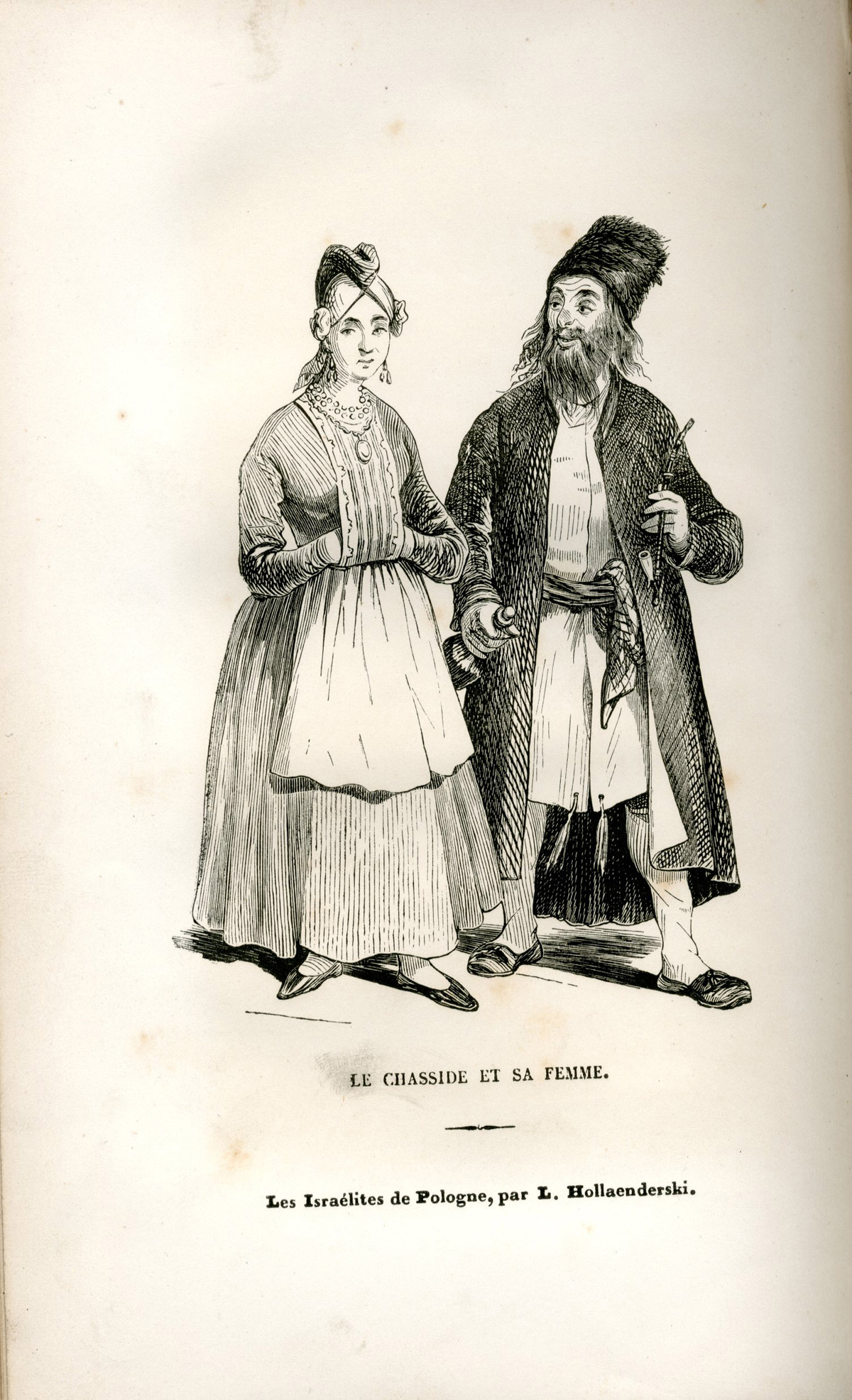 Caption translates to "The Hasid and his wife"