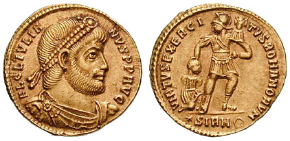 Obverse and reverse of fourth-century coin
