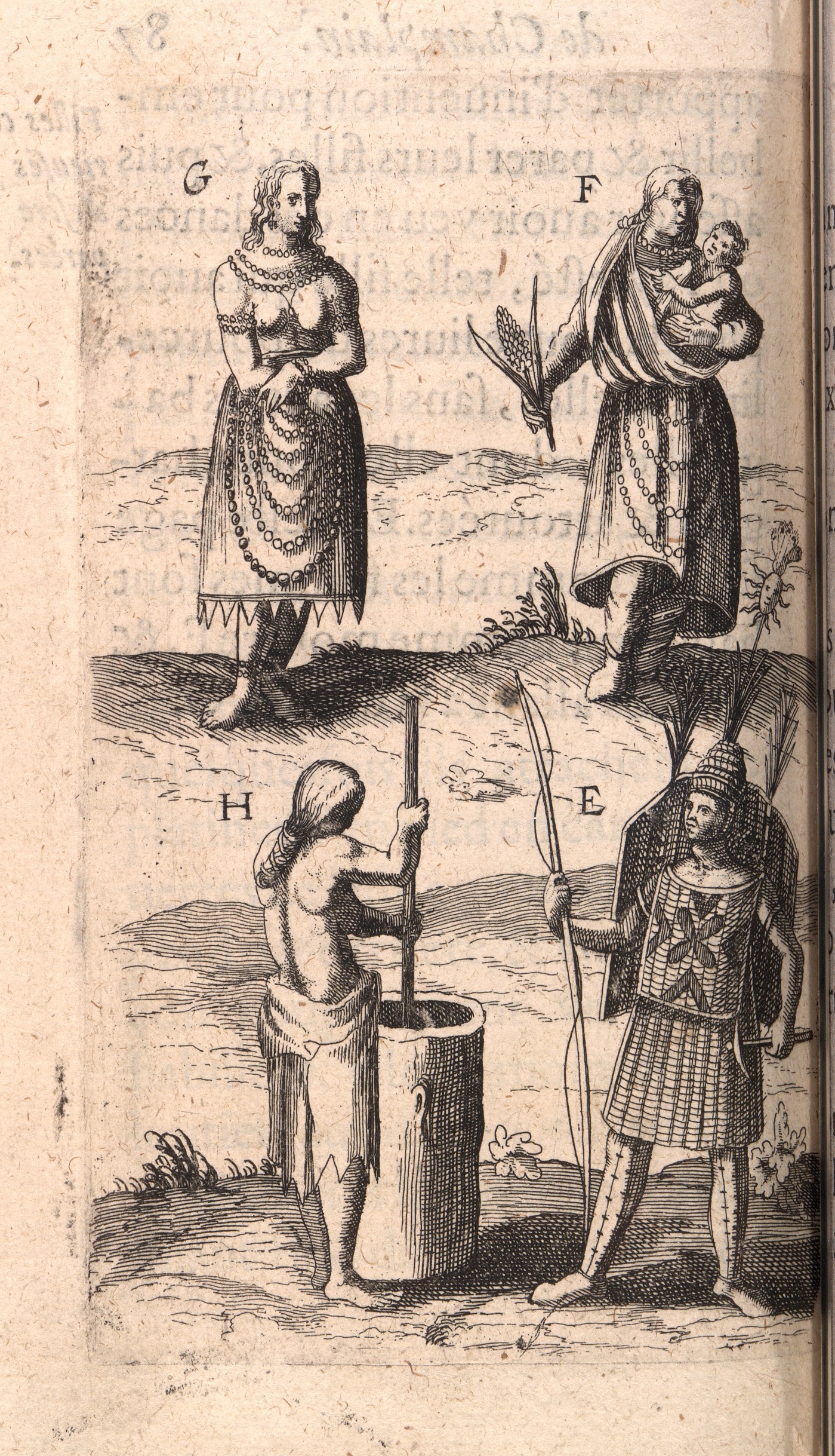 Members of the Huron-Wendat Nation, engraving from Samuel Champlain, Voyages et decouvertes faites en la nouvelle France... (Paris 1619), opp. p. 87 [Dechert FC6 C3587 619v]