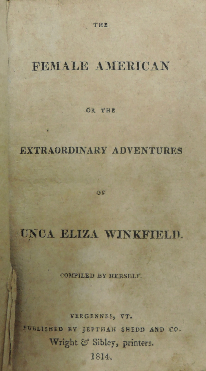Unca Eliza Winkfield, Female American (Vermont 1814), Schimmel Fiction 4974