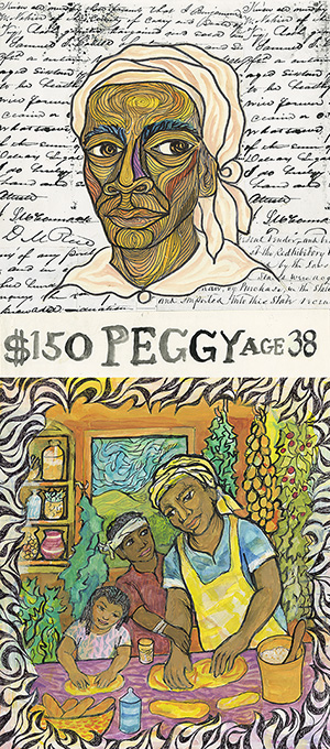 Ashley Bryan, "Peggy" and "Peggy's Dream" illustrations from Feedom Over Me (Simon & Schuster, 2016)