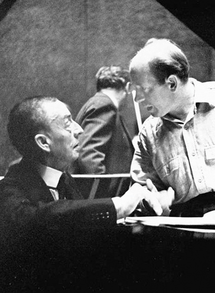 Sergei Rachmaninoff at piano and Eugene Ormandy. Photo courtesy of the Adrian Siegel Collection/Philadelphia Orchestra Archives