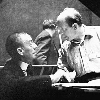 Segei Rachmaninoff at piano and Eugene Ormandy. Photo courtesy of the Adrian Siegel Collection/Philadelphia Orchestra Archives