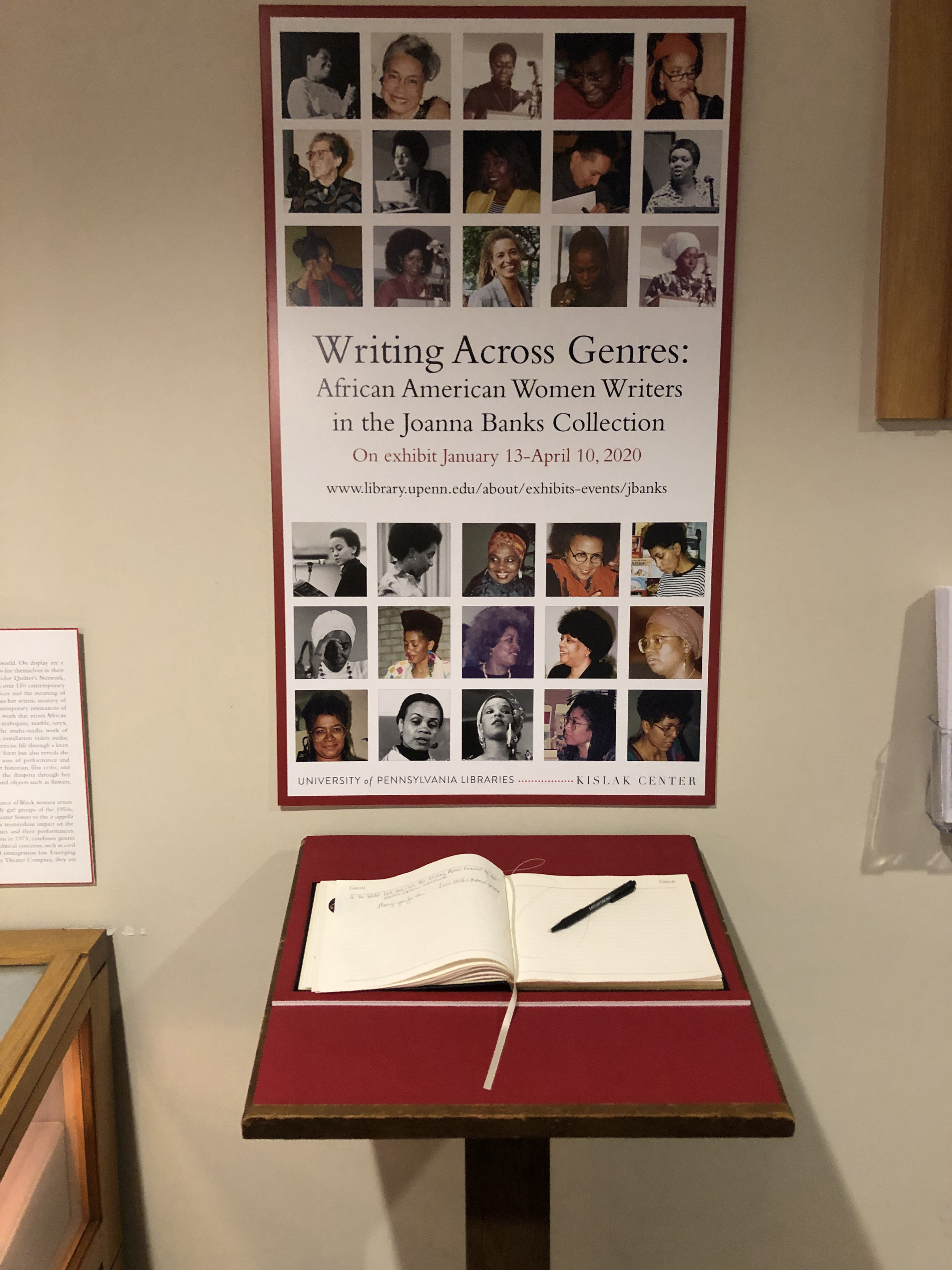 Writing Across Genres poster and guestbook