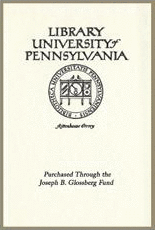 Bookplate for the Joseph B. Glossberg Fund
