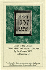 Class of 1937 Fund Bookplate