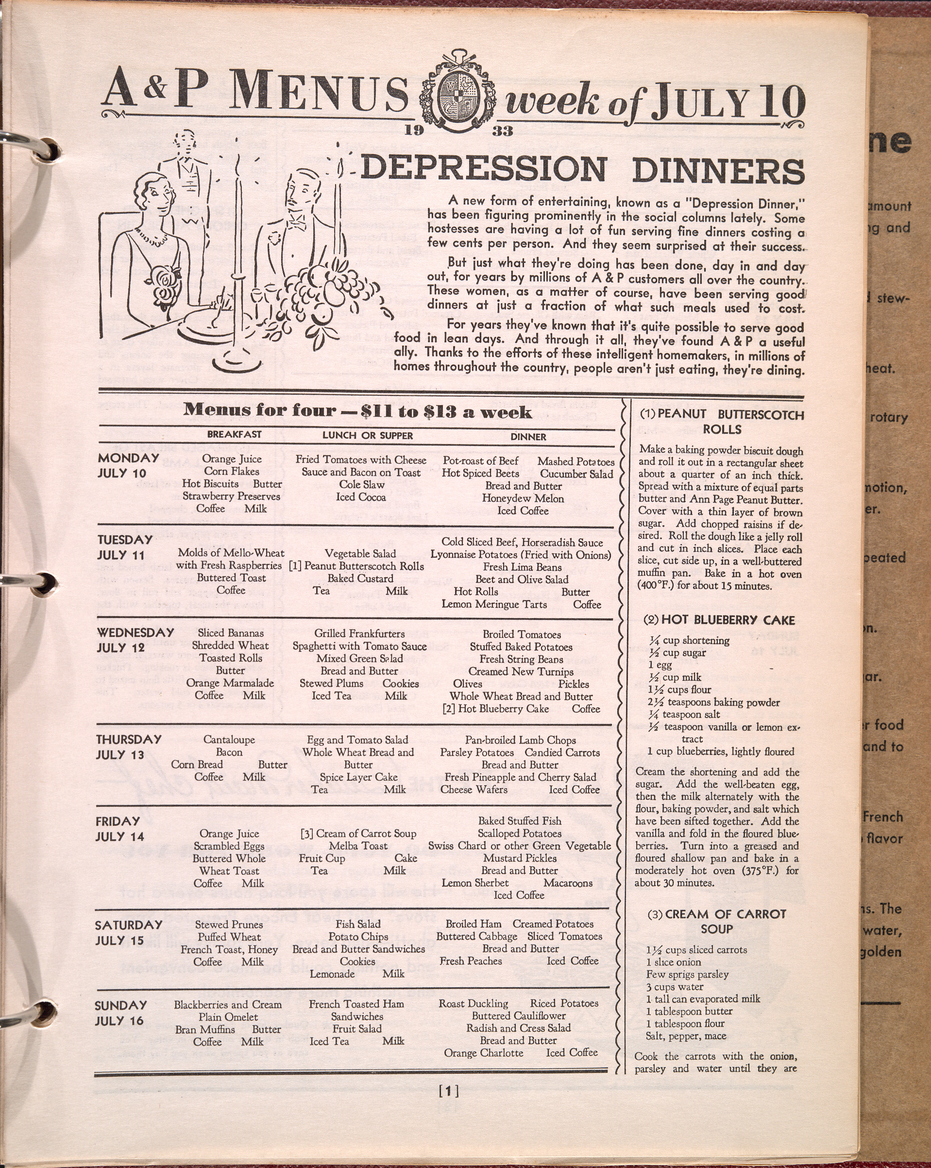 Depression Dinners.