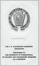 J.P. Wickersham Crawford bookplate