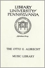 Image of bookplate with text The Otto E. Albrecht Music Library
