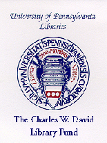 Charles W. David Library Fund Bookplate