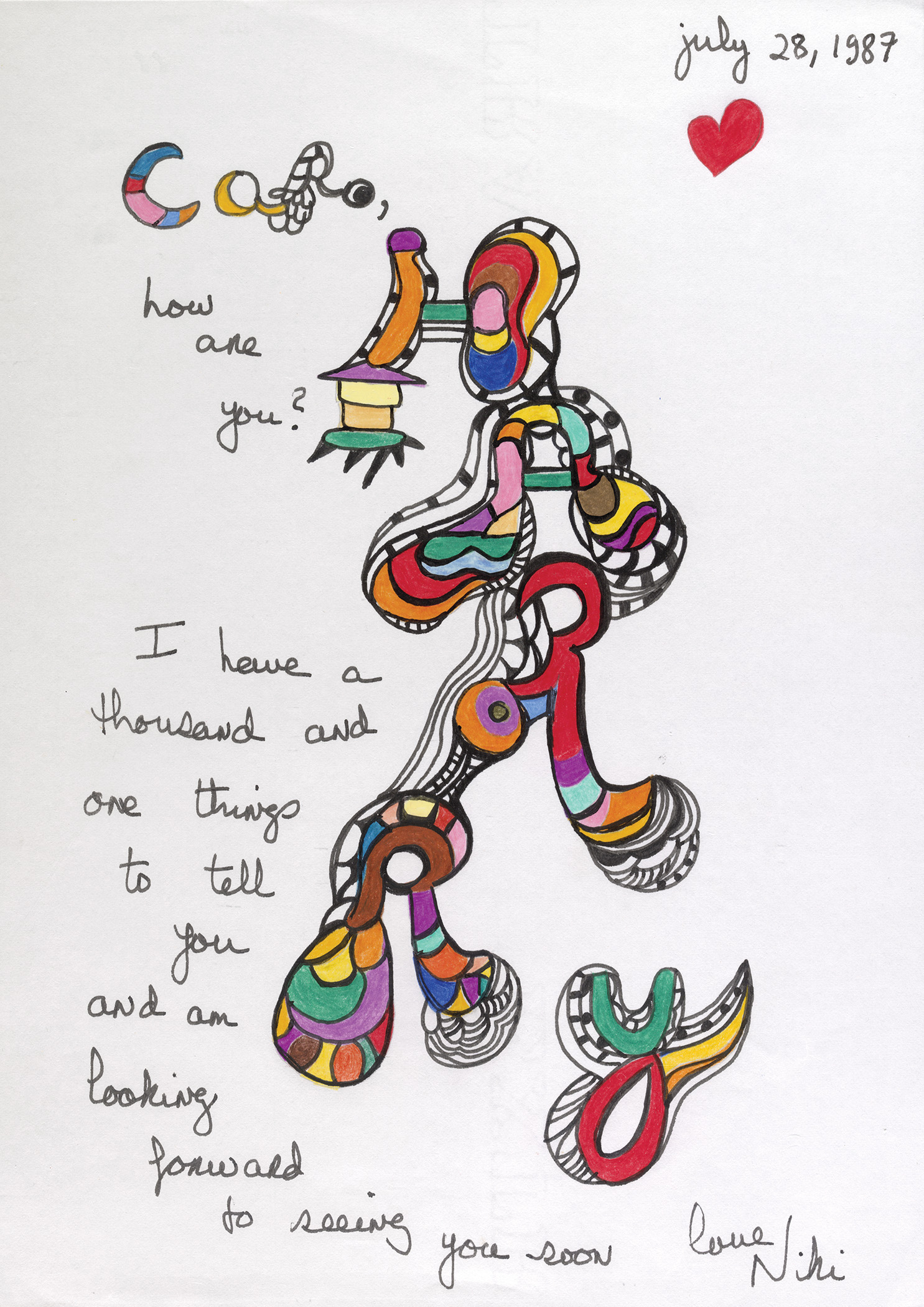 Niki de Saint Phalle letter to Harry Mathew's.