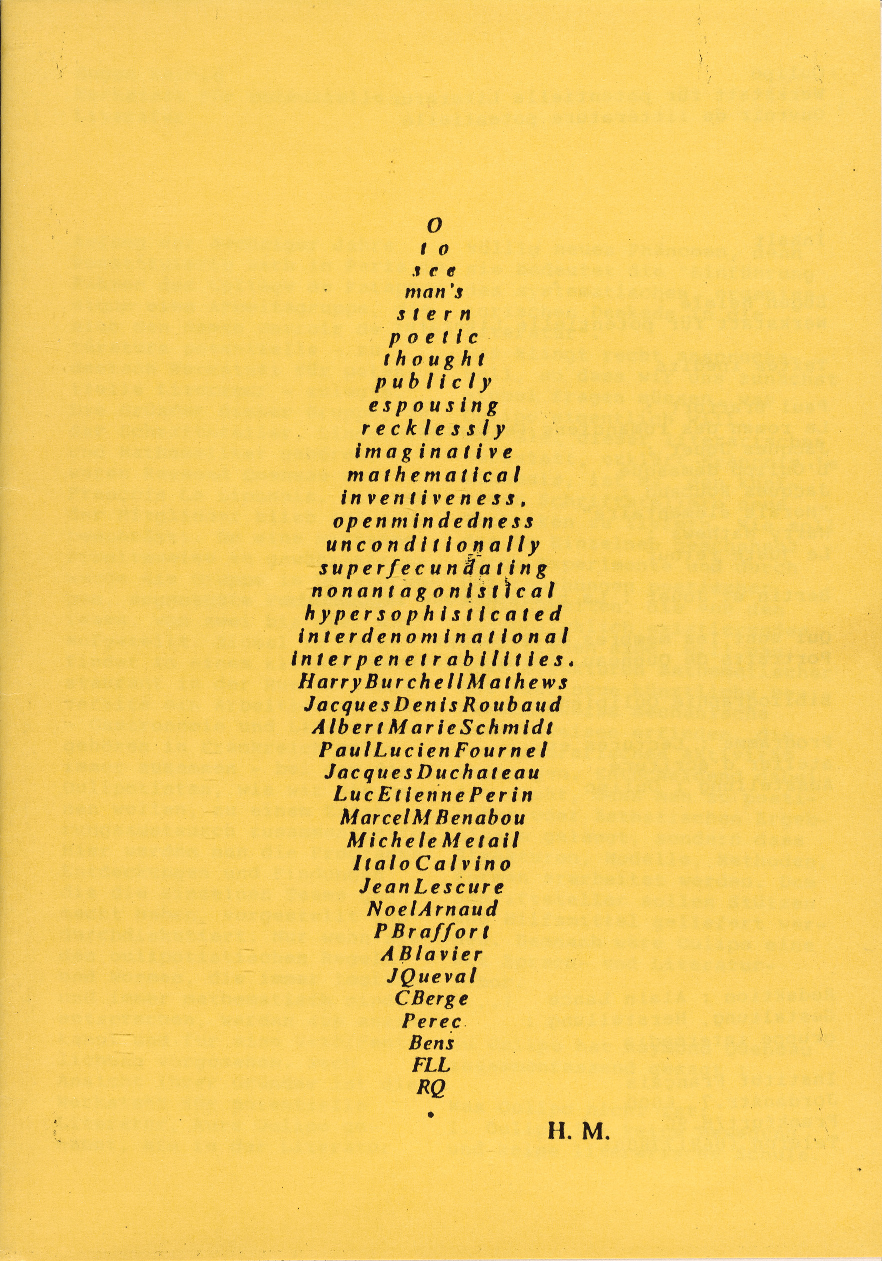 Cover of program for Week-end Oulipo