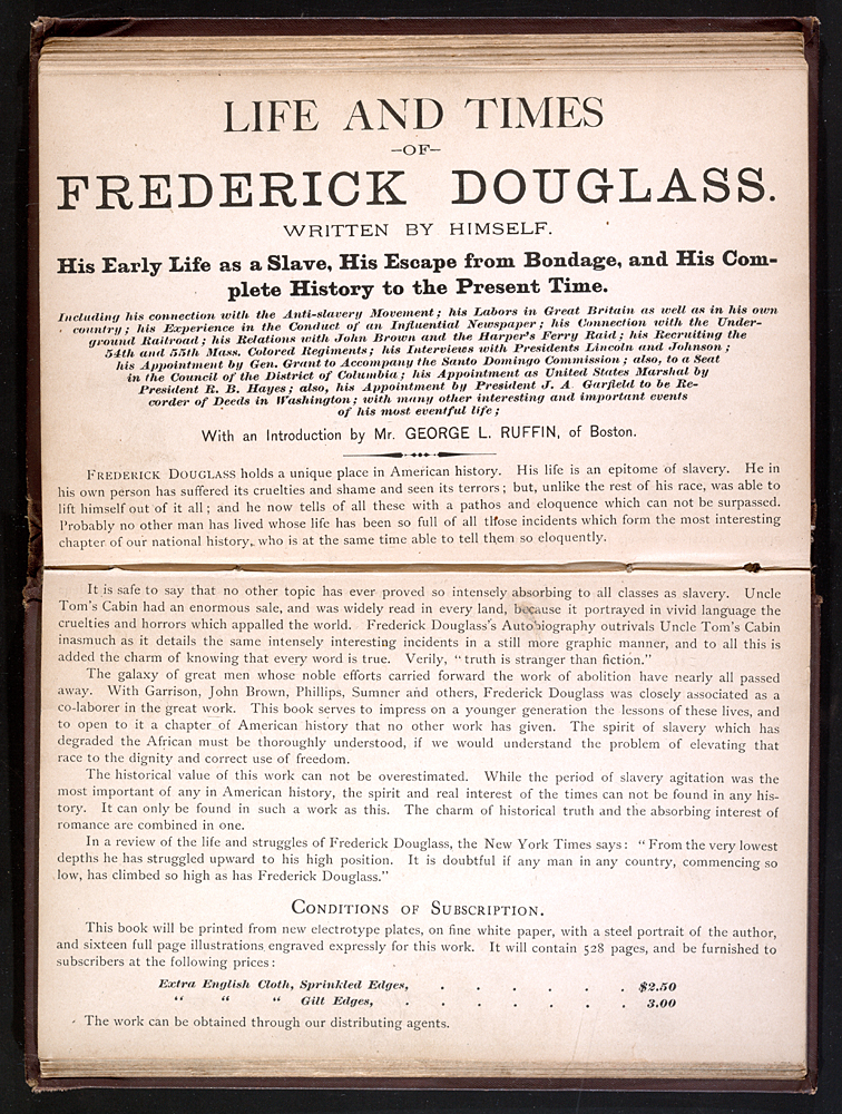 Inner preface of Life and Times of Frederick Douglass, written by Himself, text only
