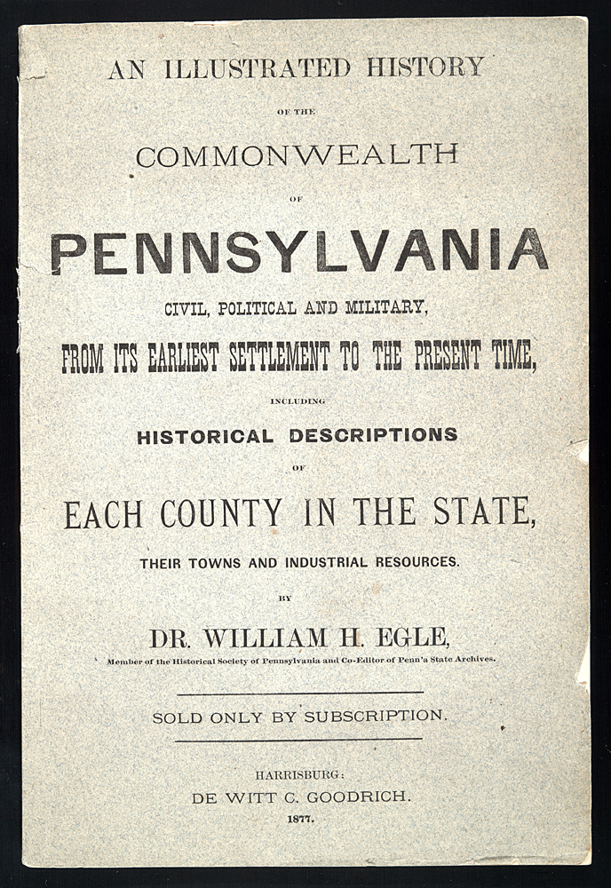 printed paper cover of An Illustrated History of the Commonwealth of Pennsylvania, all text