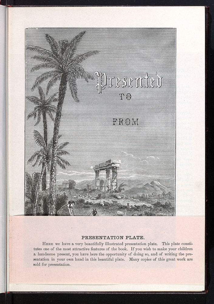 illustration of ruins in the holy land as a present that also acts as an advertisements for the book's illustrations