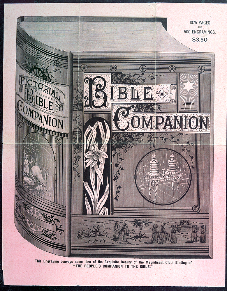 an advert featuring a black and white illustration of Bible Companion book 