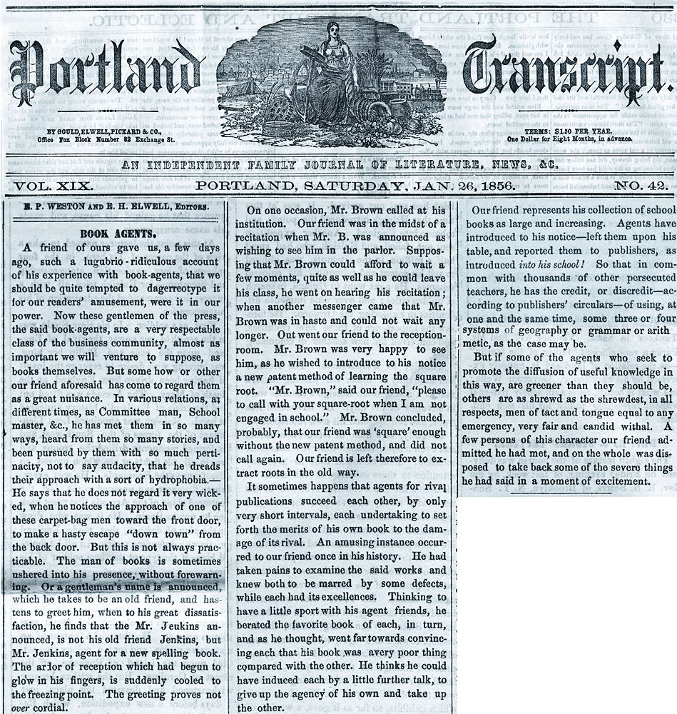 Portland Maine Transcript and Eclectic Newspaper Front Page, Illustration of Columbia