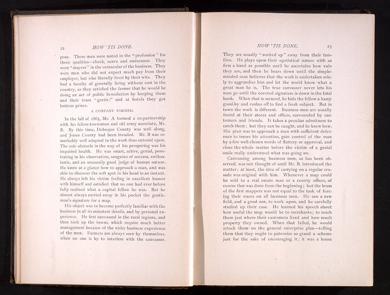 1890 Printing of How Tis Done Interior With Names Changed to Protect the Publisher