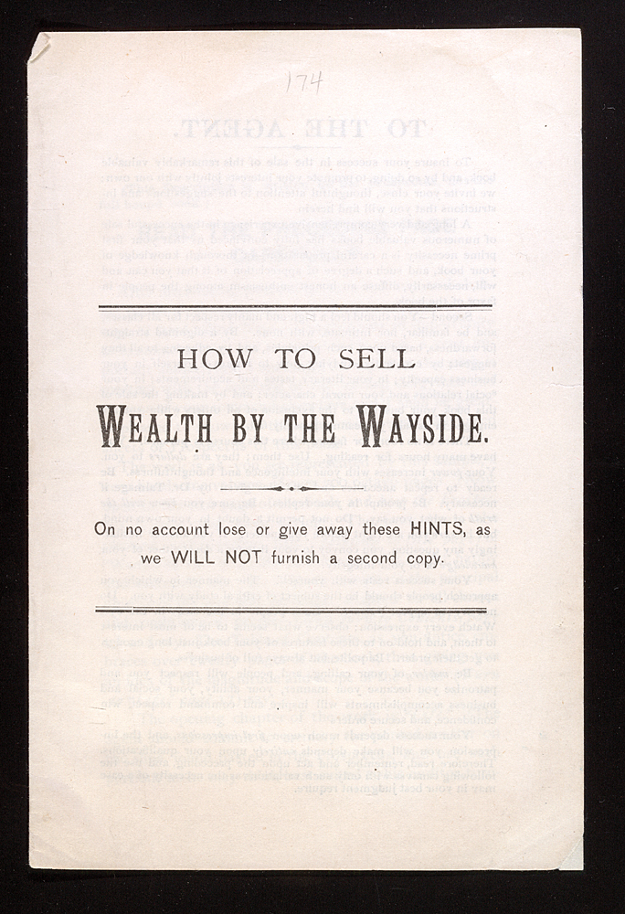 Brochure Title Page for How to Sell Wealth by the Wayside