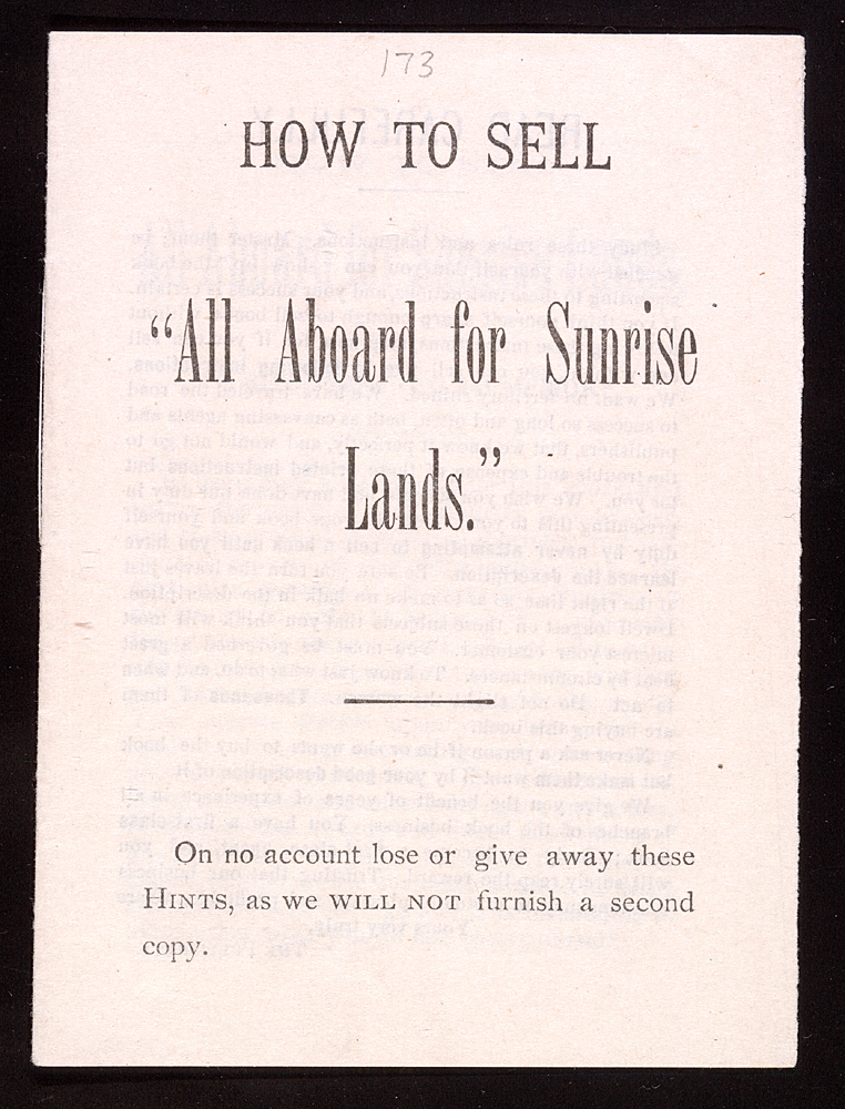 Cover for Brochure "How to Sell 'All Abourd for Sunrise Lands'"
