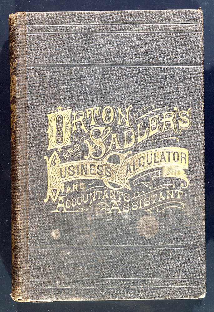cover to business calculator and accountants assistant, ornate lettering but text only
