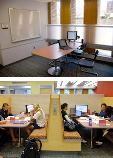 Study room above, booth below