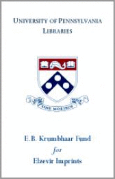 E.B. Krumbhaar Fund for Elsevier Imprints Bookplate