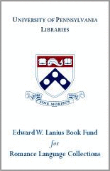 Edward W. Lanius Book Fund for Romance Language Collections Bookplate