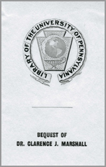 Clarence J. Marshall Memorial Library Fund Bookplate