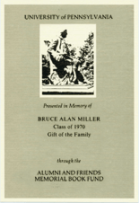 Bruce Alan Miller Book Fund Bookplate