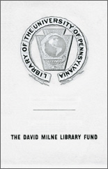 David Milne Fund Bookplate