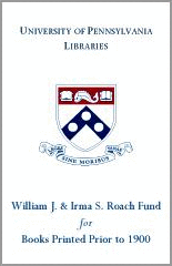 William J. and Irma S. Roach Fund Bookplate