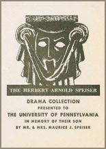 Herbert Arnold Speiser Fund bookplate